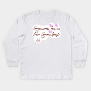 Gramma loves her Grandpup Kids Long Sleeve T-Shirt